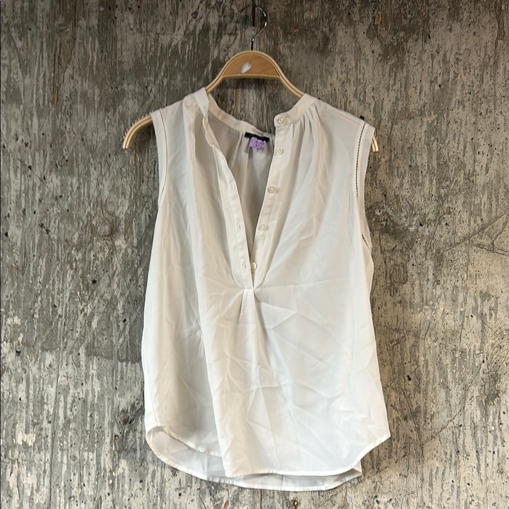 Ann Taylor Women's Henley Tunic Top Size Mp In White